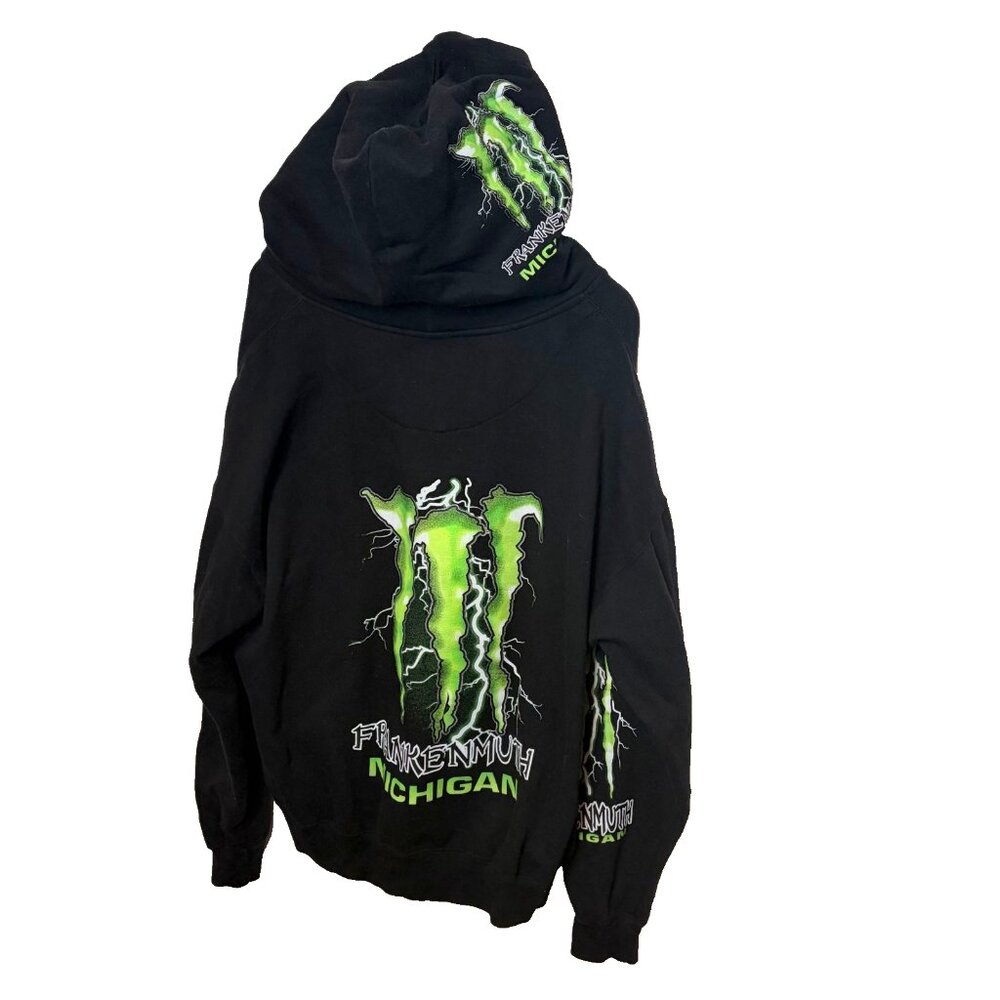 VTG Y2K 2000 Monster Energy Frankenmuth Michigan Zip Up Hoodie Size Large